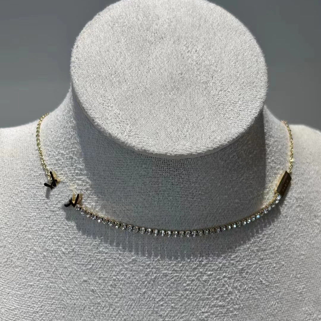 Y Letter Series Classic Asymmetric Zircon Bracelet 18K Gold Plating