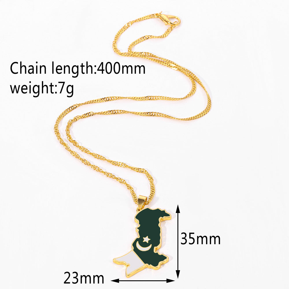 Trendige kreative Pakistan-Karte Anhänger Halskette Modeschmuck