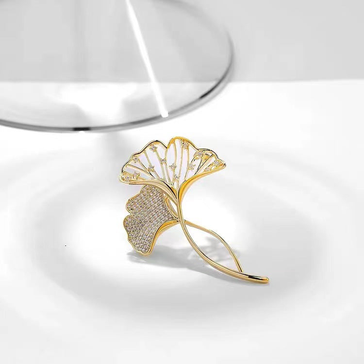 Broche de Hoja de Ginkgo para Mujer, Lindo Diseño Retro