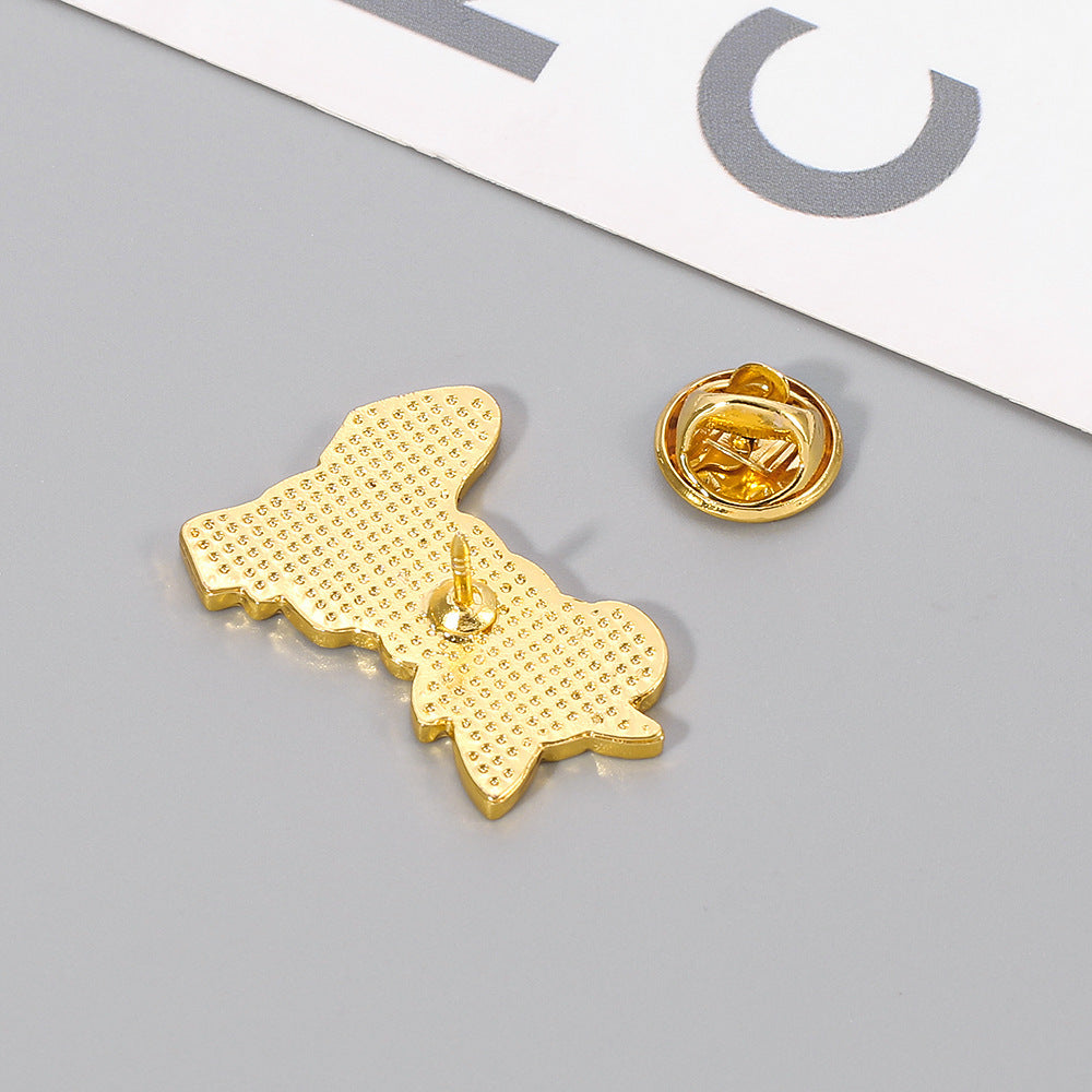 Broche Esmaltado Metálico Gato Fashion Con Pañuelo