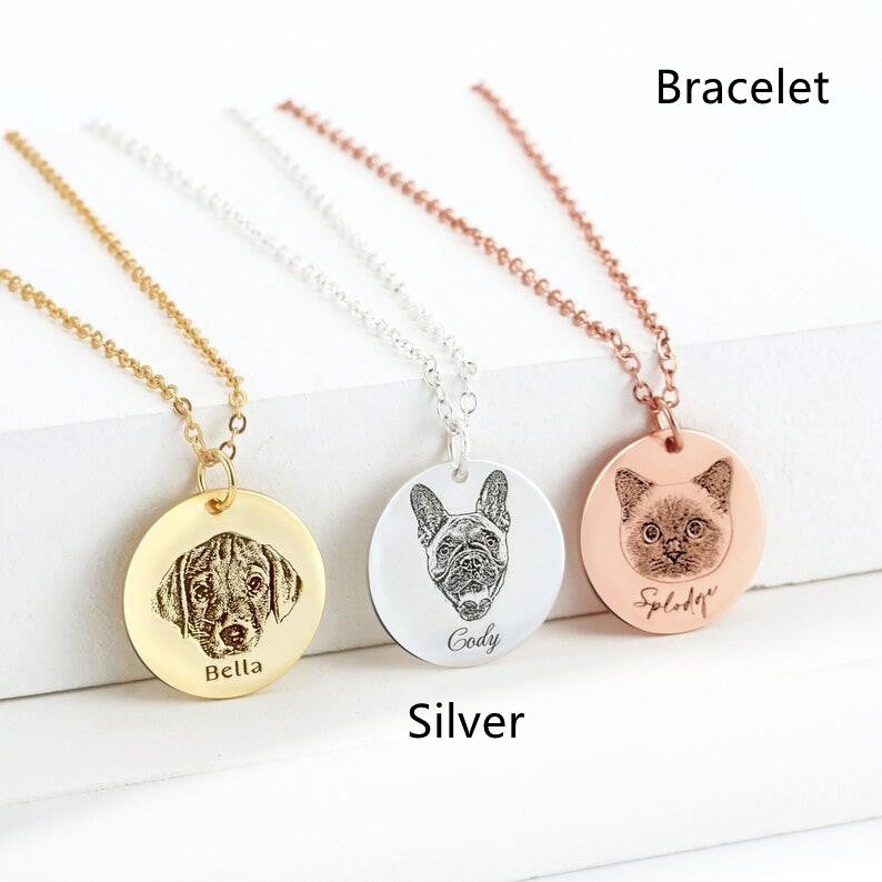 Einseitige Personalisierung Edelstahl Haustier-Foto-Graffiti Anhänger Schlüsselanhänger Armband