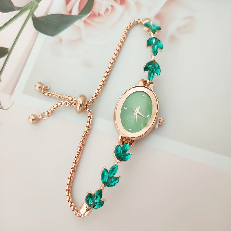 Reloj de pulsera de mujer Wheat Diamond de ajuste libre y tipo pull-out