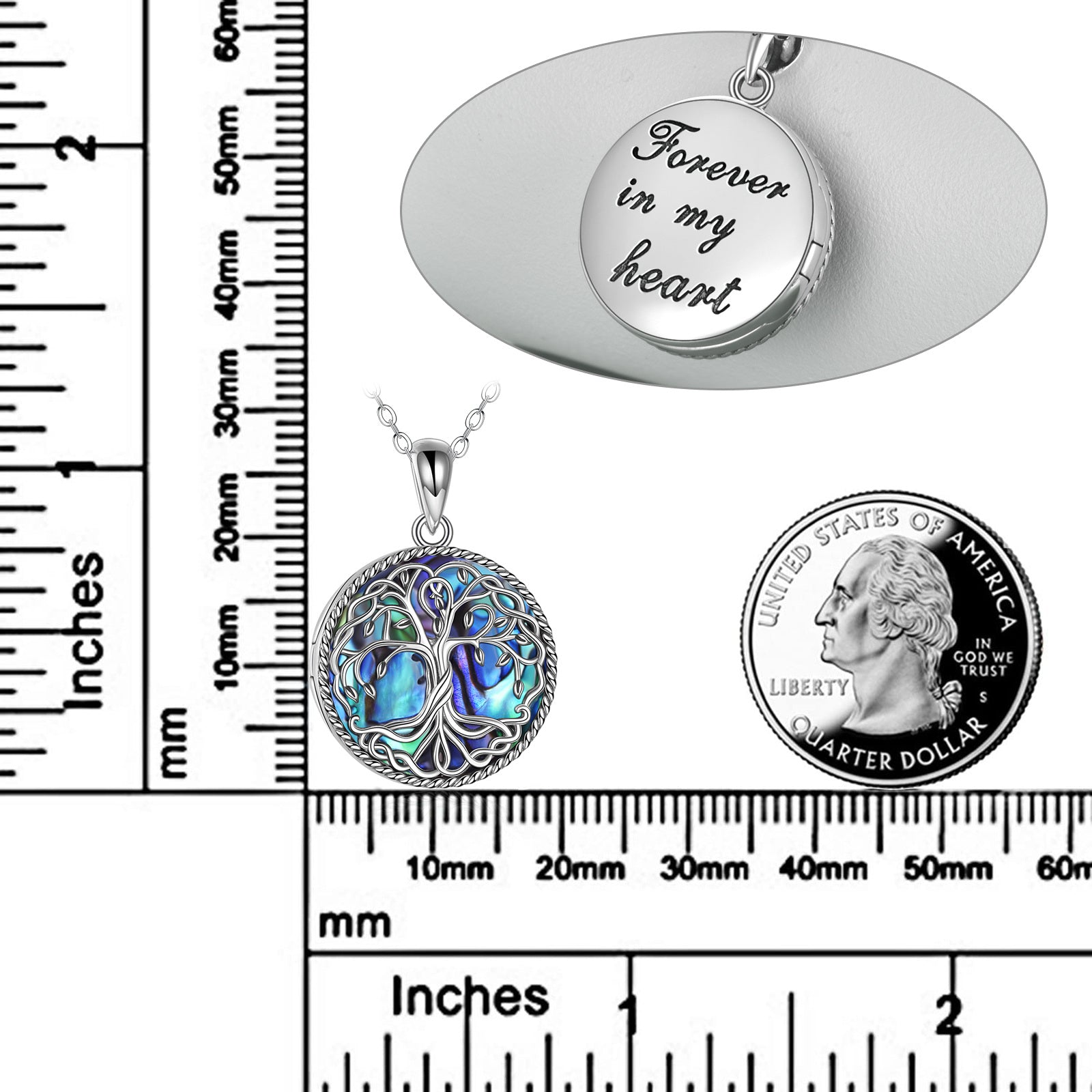 Baum des Lebens Medaillon Halskette Schmuck für Frauen Sterling Silber Keltischer Lebensbaum Abalone Muschel Medaillons Schmuck Geschenke für Mutter Tochter