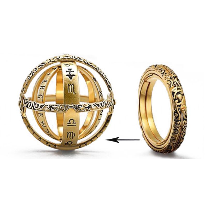 Kugelförmiger umgeklappter und verformter Universums-Ring-Schmuck