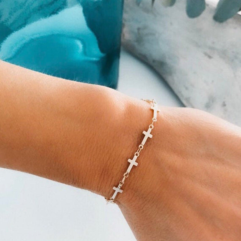 Bohemian Style Metal Cross Chain Bracelet