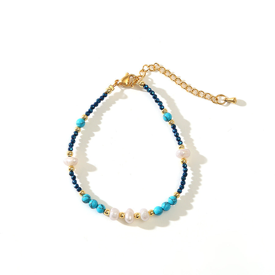 Türkises Barock-Süßwasserperlenarmband
