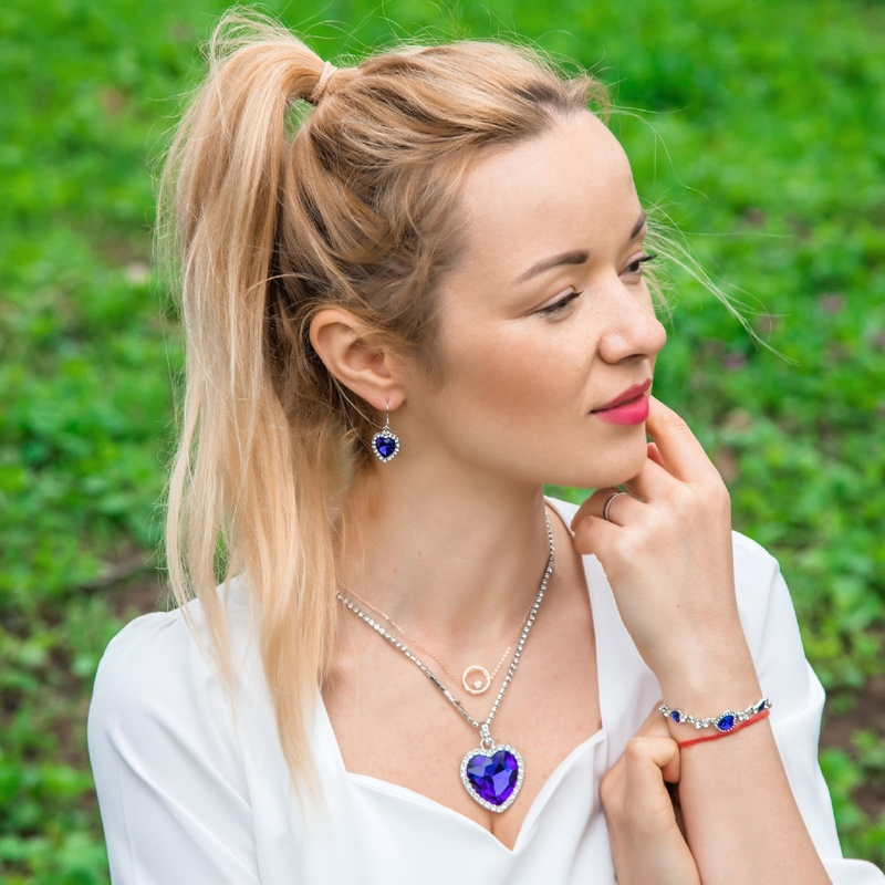 Damen lieben Blue Crystal Zirkon Schmuckset