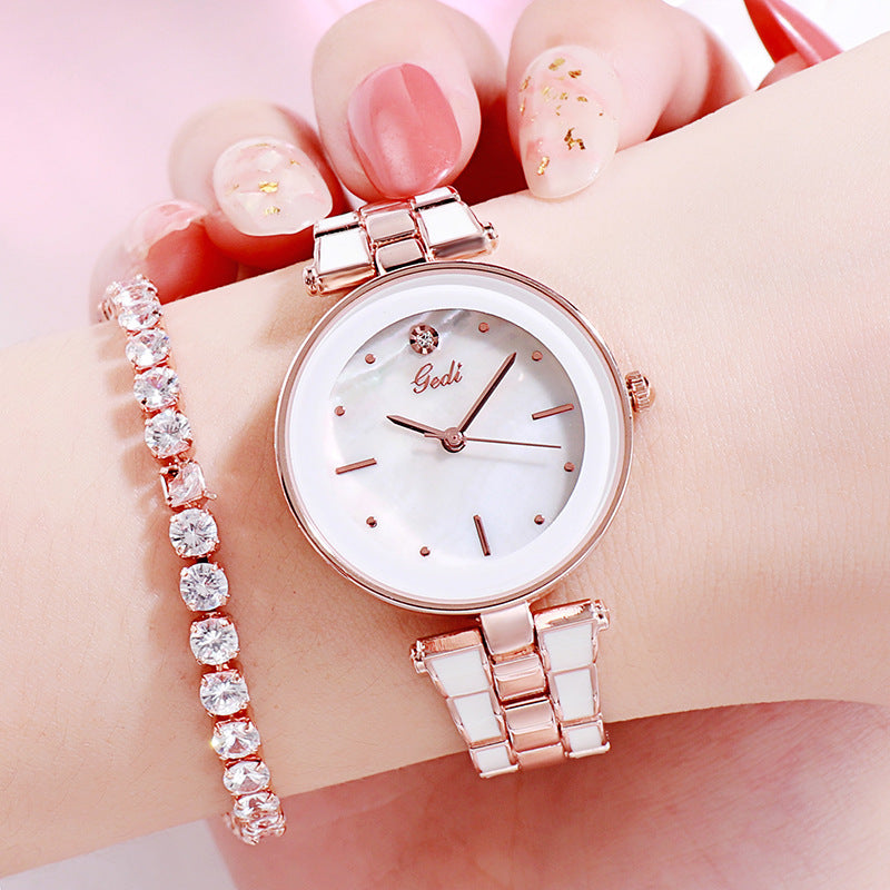 Reloj de mujer estilo coreano, moderno, de cuarzo blanco, para estudiante