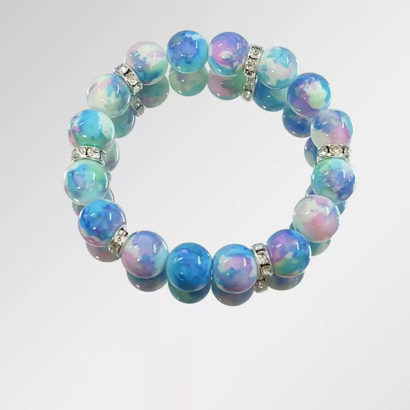 Ölgemälde-Stil Damenarmband Neu Blau Violett Blühend