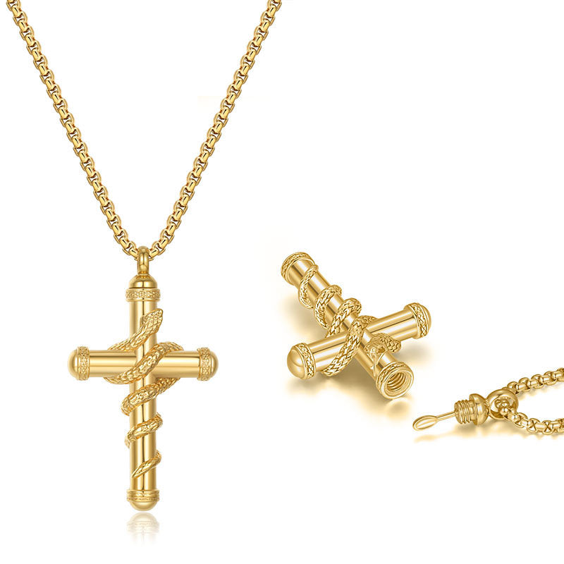 Collar de serpiente con cruz desmontable de oro de 18 quilates, cadena de clavícula de moda, collar conmemorativo para el Día de San Valentín