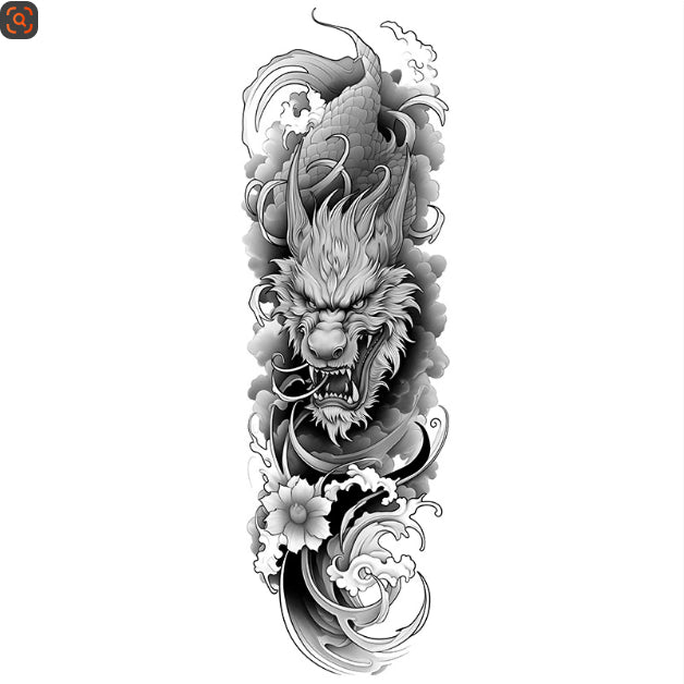 Pegatina de tatuaje impermeable de brazo completo