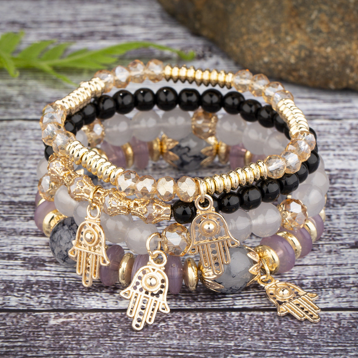 Pulsera bohemia, joyas creativas para mujer, Palma