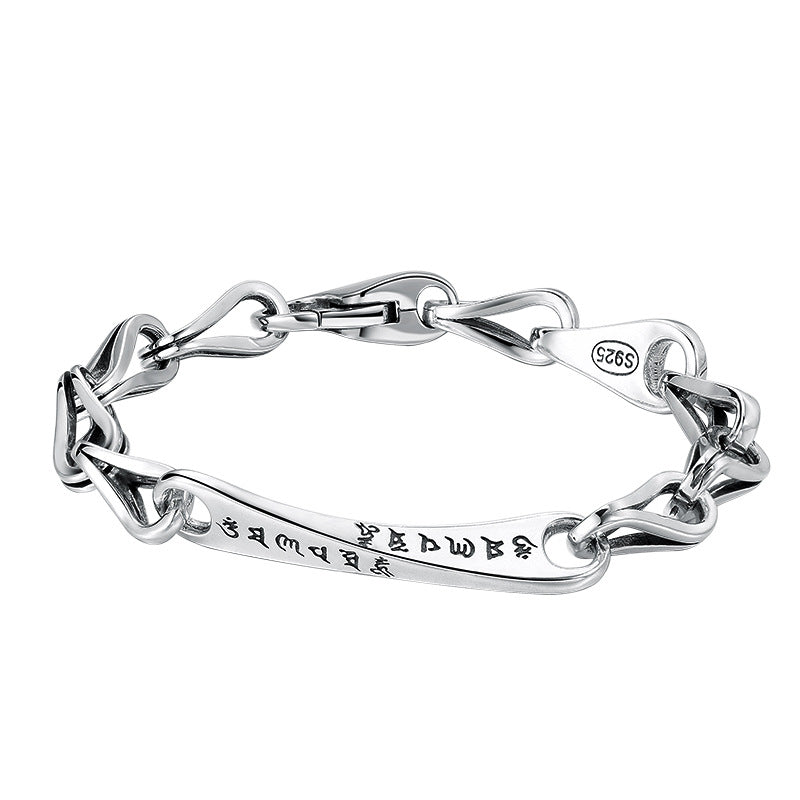 925 Sterling Silver Ornament Trendy Unique Six Words Mantra Bracelet