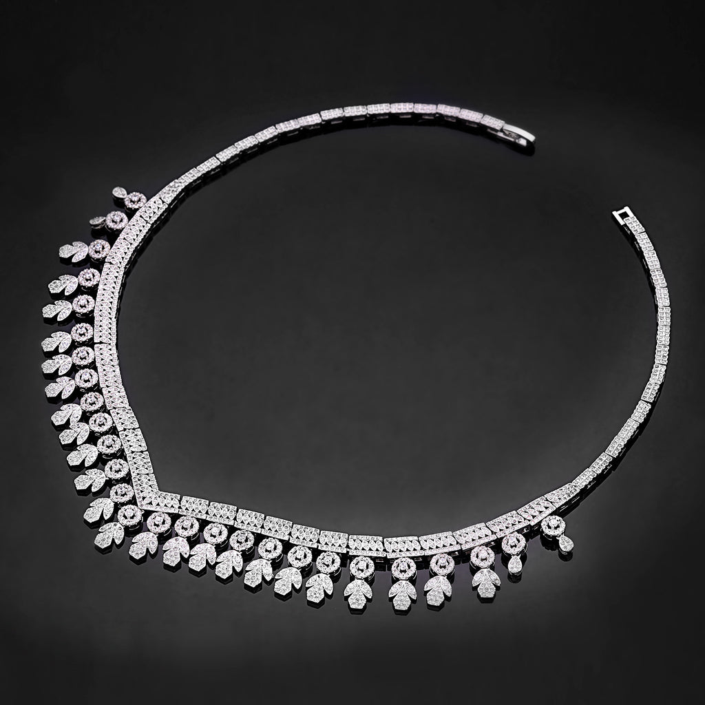 Halskette Ohrring Ring Quaste Schmuck Komplett Diamant Set