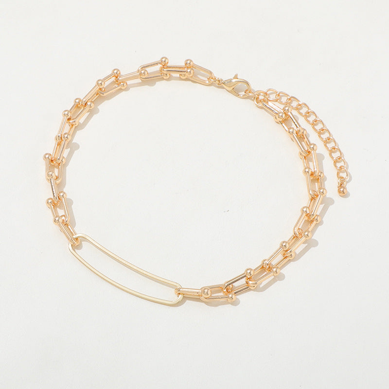 European And American High-grade Retro U-shaped Double-layer Metal Chain Tag Necklace