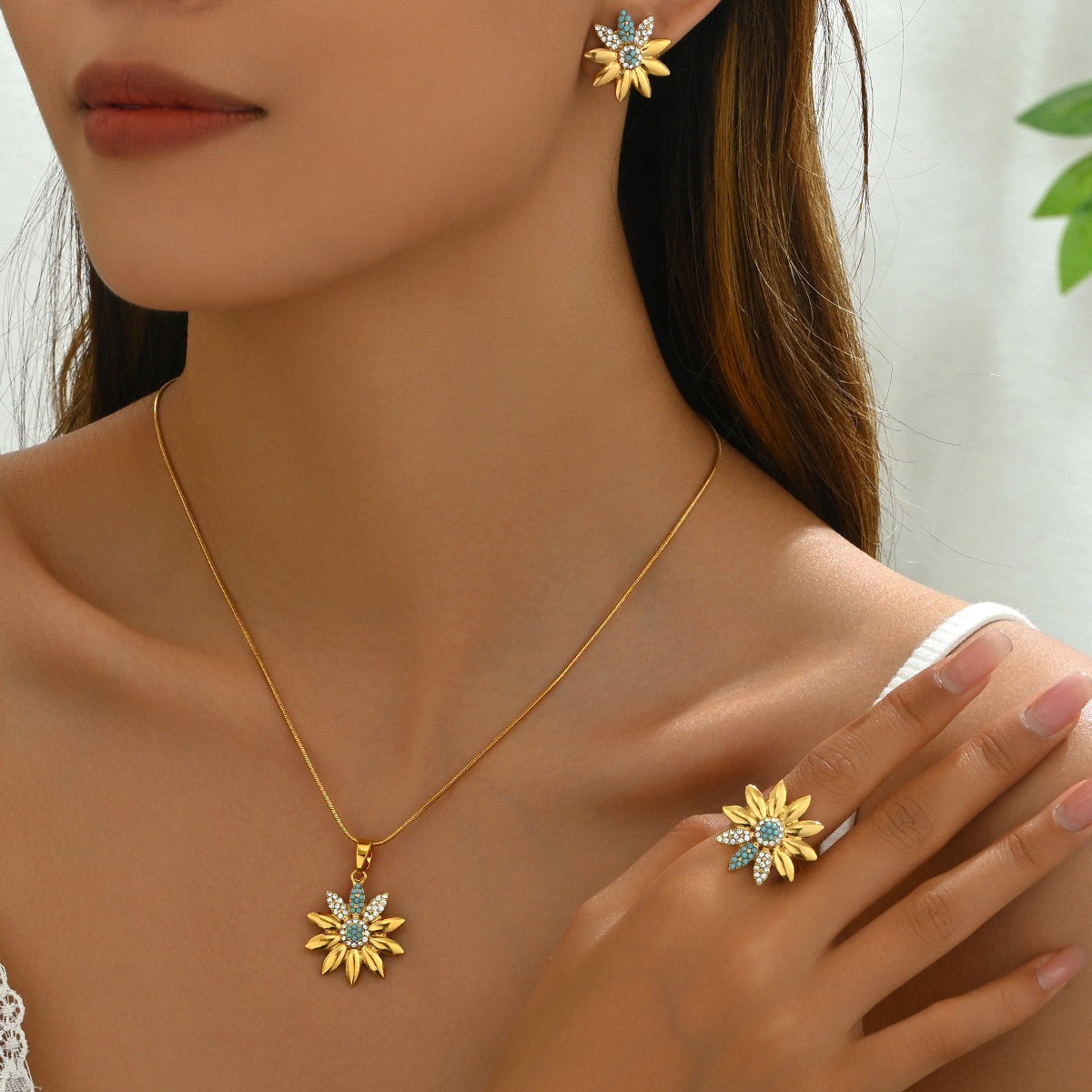Damen schlichter Mode-Diamant-Halsketten-Anzug