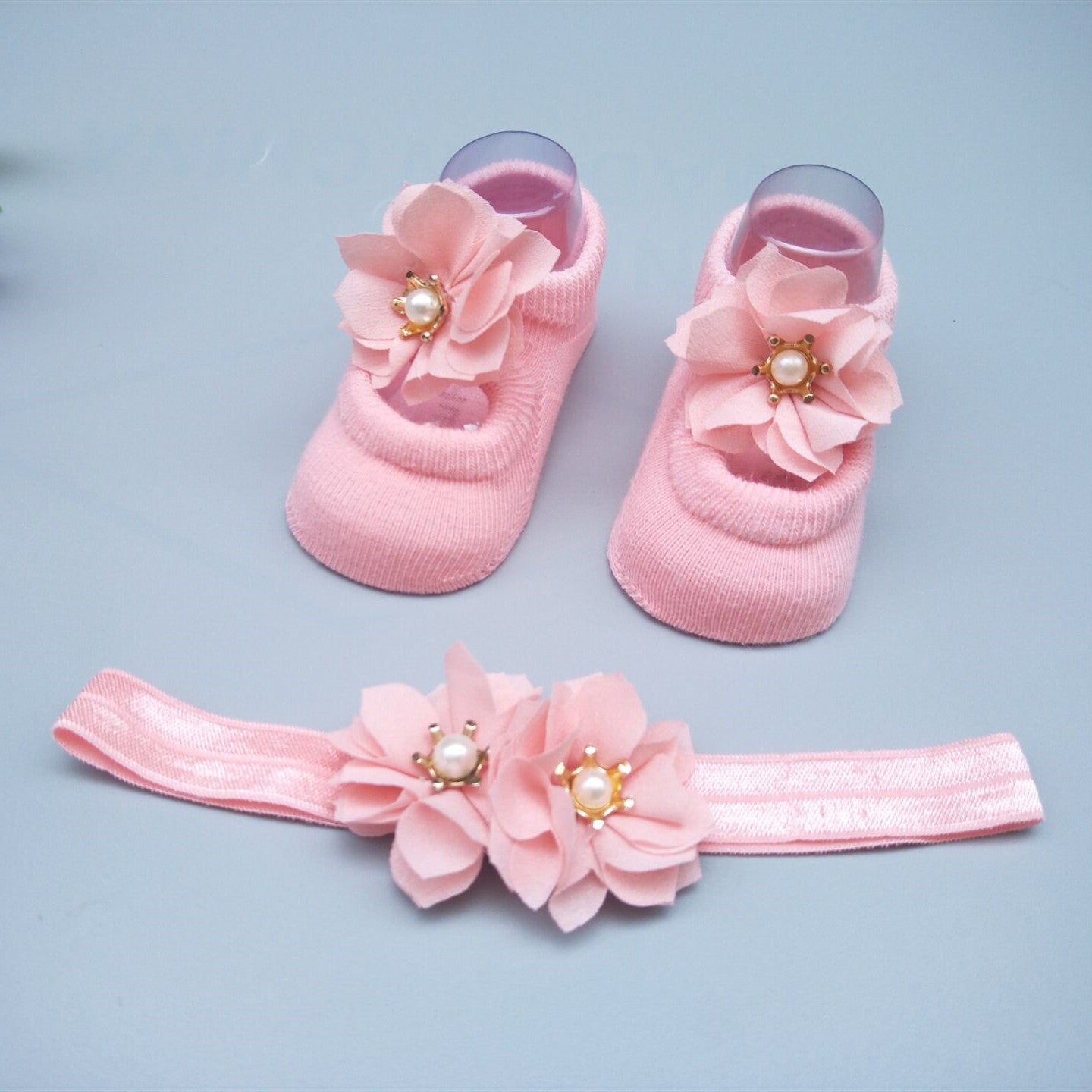Caja de regalo de calcetines y diadema para bebé niña