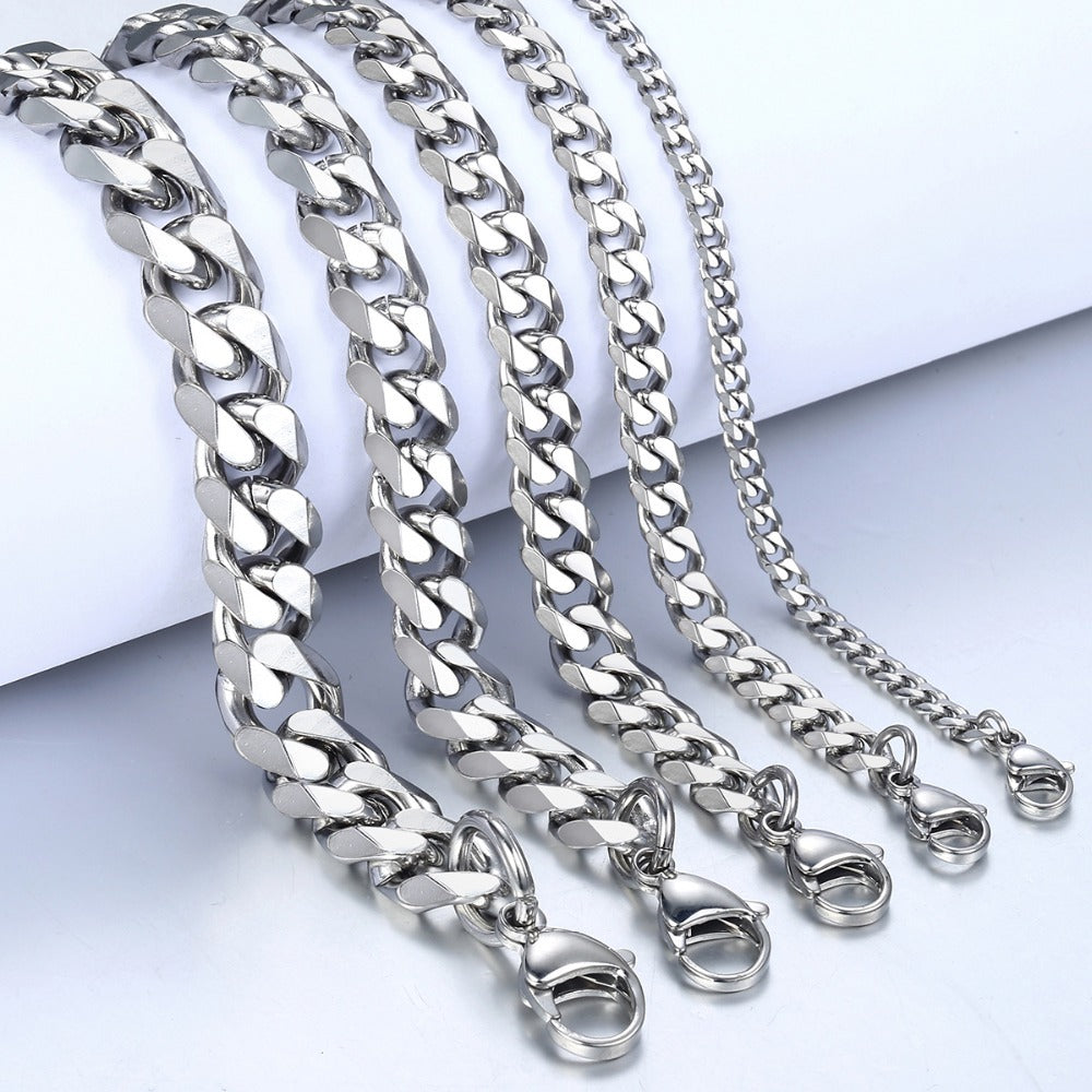 Pulsera de acero inoxidable para hombre y mujer, estilo hip hop, sencilla