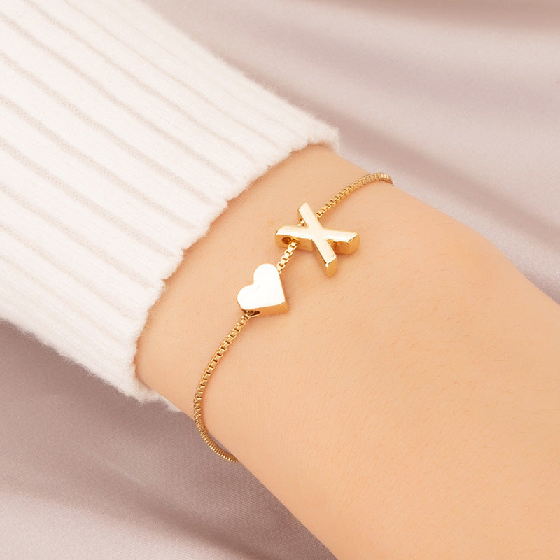 Bracelet Heart-shaped English Letters