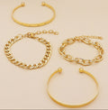 Simple And Smooth C-shaped Hollow Chain Bracelet Set