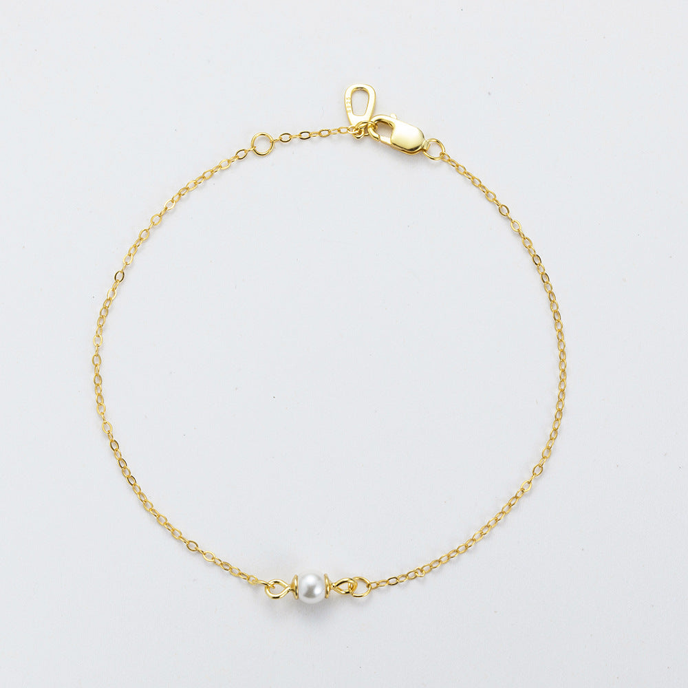 S925 Sterling Silver Simple Handmade Beaded Chain