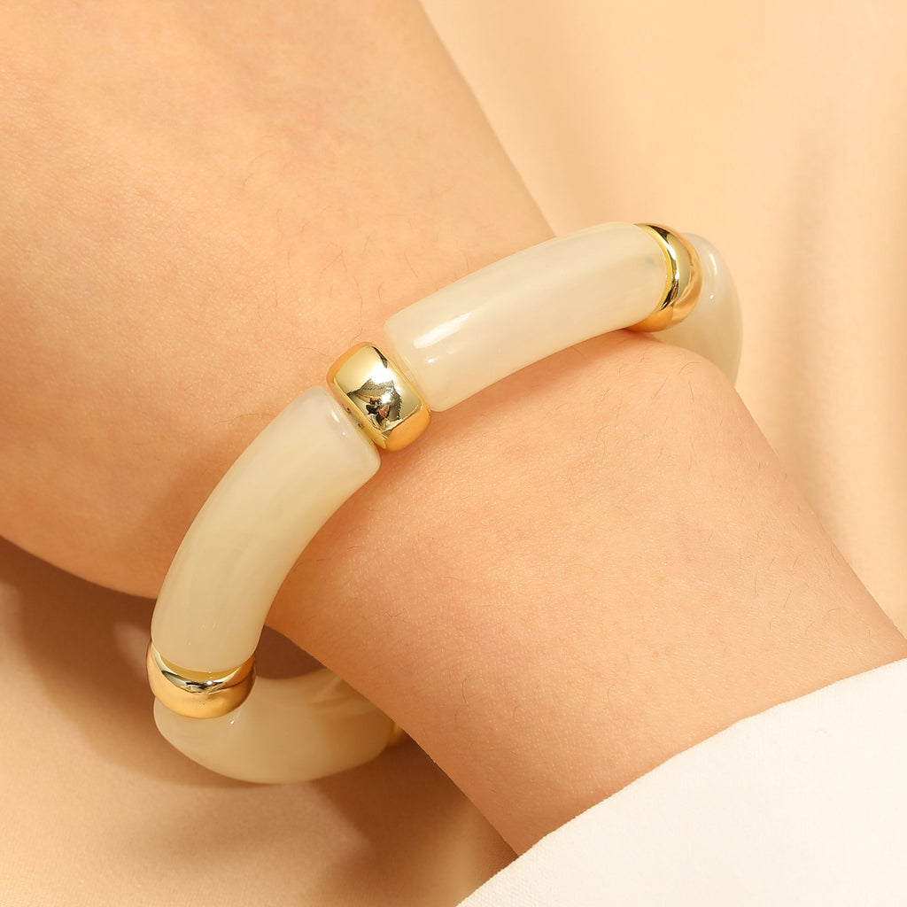 Europäisches und amerikanisches Harzperlenarmband mit Bambusgelenk und übertriebenem Farbabstimmungsdesign
