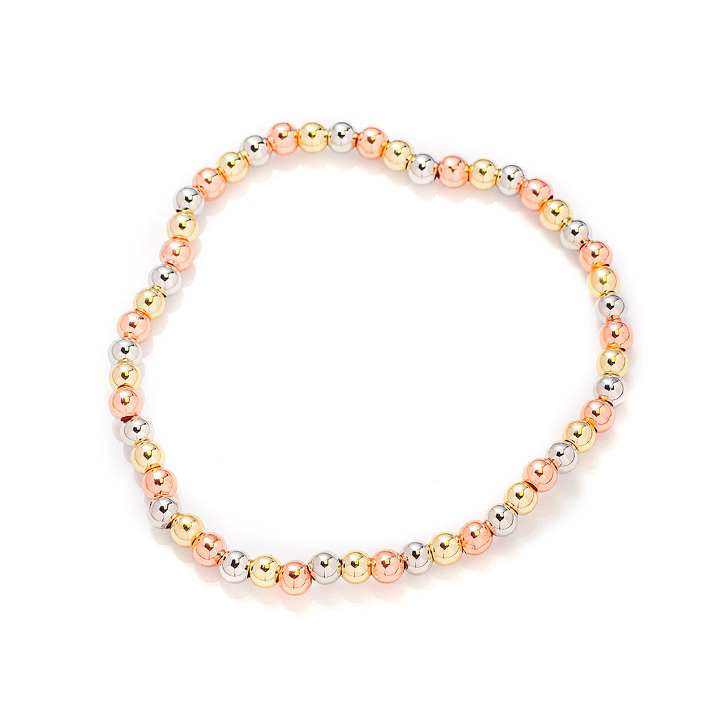 Copper Bead Bracelet Three Colors Copper Bead Elastic Adjustable All-match Bracelet Women