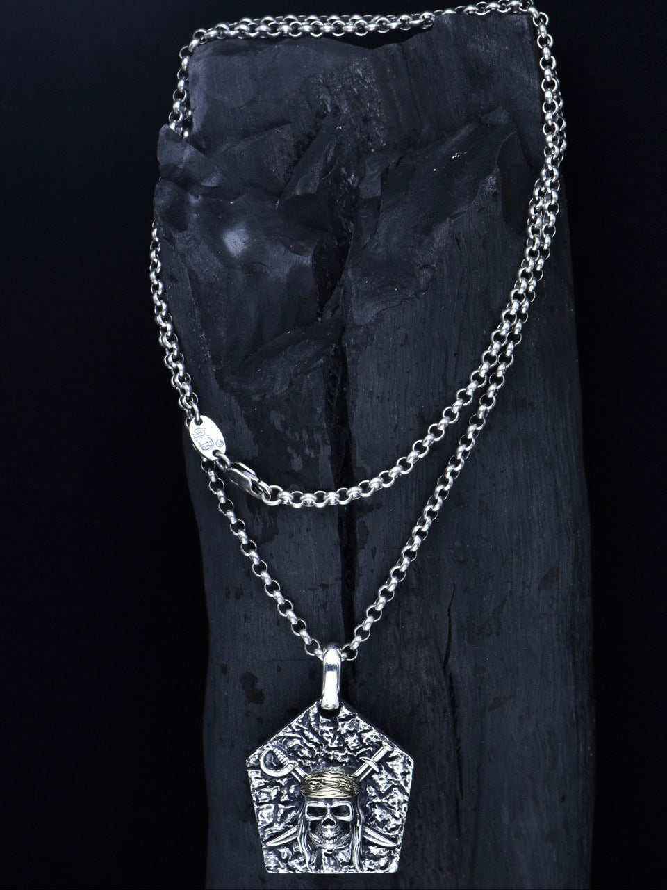 Herren S925 Sterling Silber Piratenkopf-Anhänger
