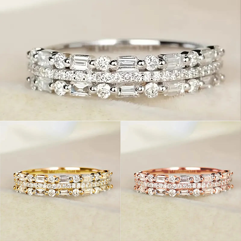 Mehrschichtiger Ring Dreischichtiger feiner Kreislinien-Design für Frauen, Vollfinger-Ringe, Schmuckgeschenke