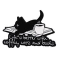 Pequeño Gato Negro Broche Café Trepando Por El Libro