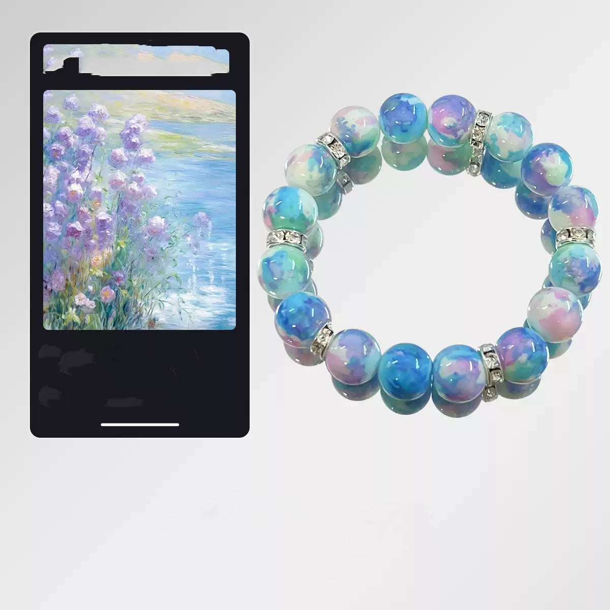 Oil Painting Style Women's New Bracelet Blue Purple Blooming