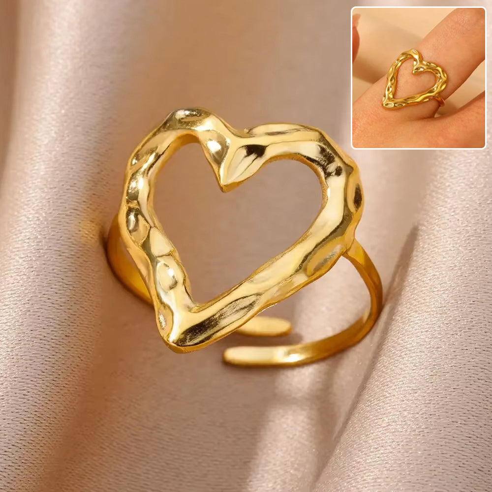 Retro Love Verstellbarer Edelstahlring