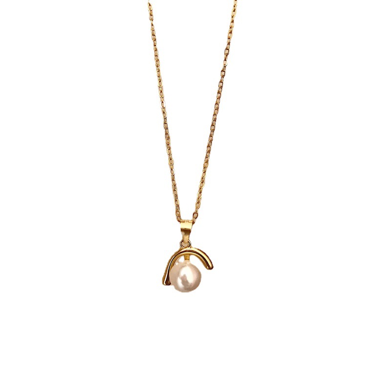 S925 Sterling Silber Leichte Luxus Invertierte J-förmige Perlenkette für Damen
