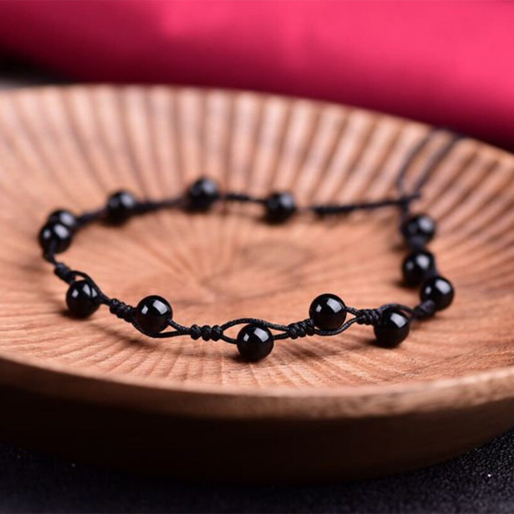 Hand-woven Natural Obsidian Anklet Protect Hope Anklet