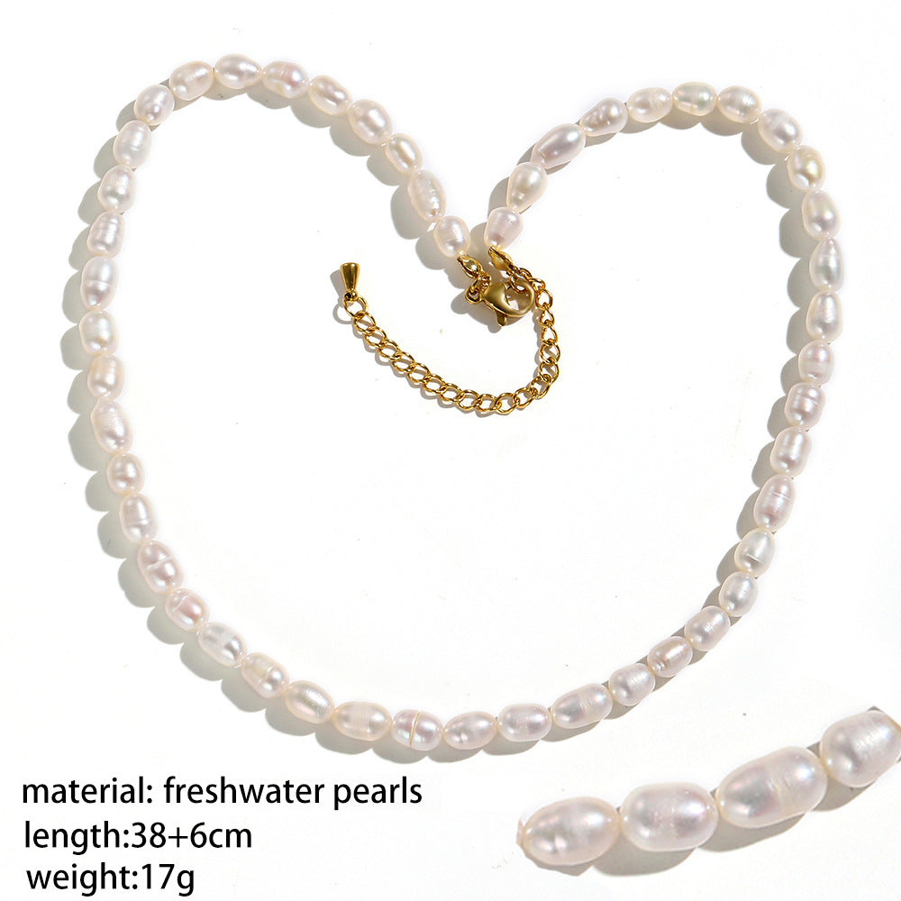 Natürliche Süßwasserperlenkette für Damen, leichter Luxus, im Minderheiten-Stil, süße coole Halskette