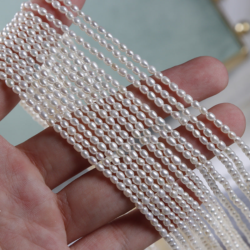 Material de joyería de cadena fina con perlas de agua dulce naturales
