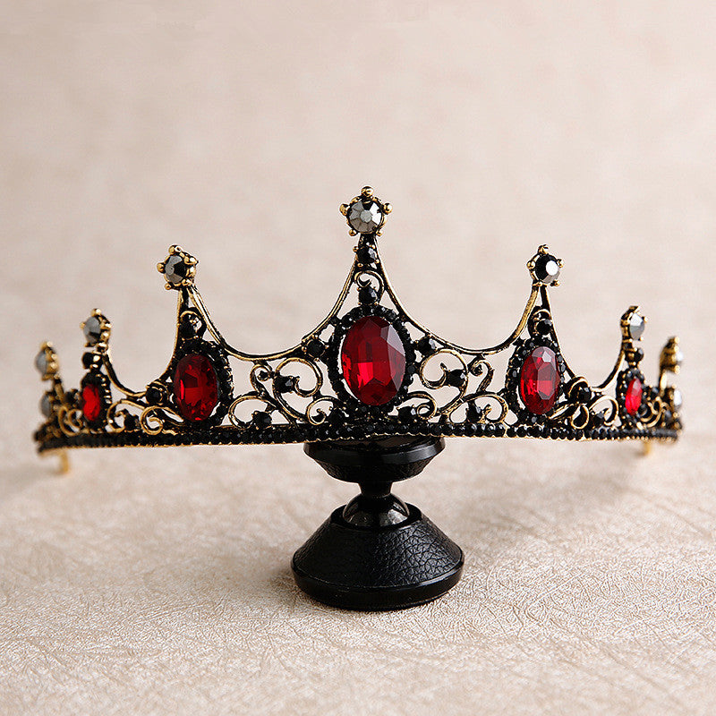 Neue barocke Retro Schwarze Krone Brauthaarschmuck Hochzeit Hochzeitsfoto Accessoires