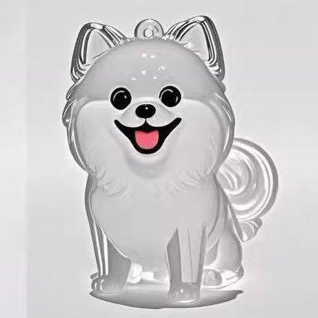 Llavero transparente para almacenamiento de pelo de mascota con colgante de bola peluda