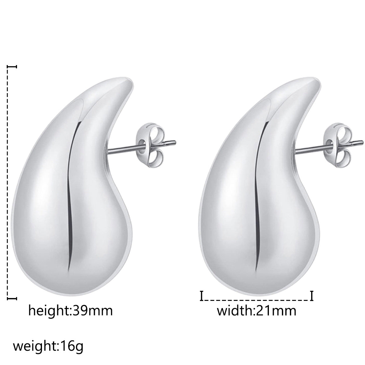Pendientes de gota de acero inoxidable de moda para mujer