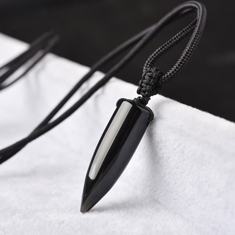 Natürliche Obsidian-Kugelkette für Damen und Herren
