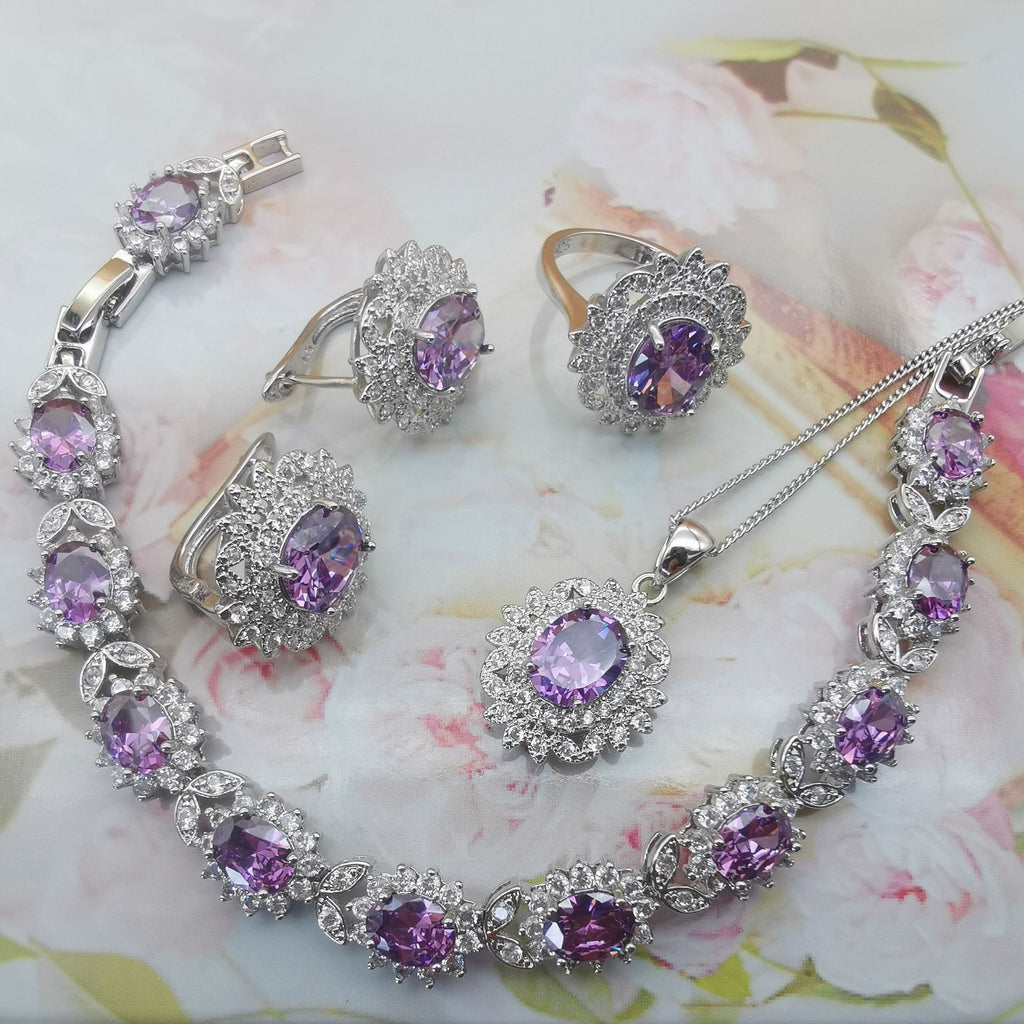 Vierteiliges Schmuckset Luxuriöses Temperament Granatrot
