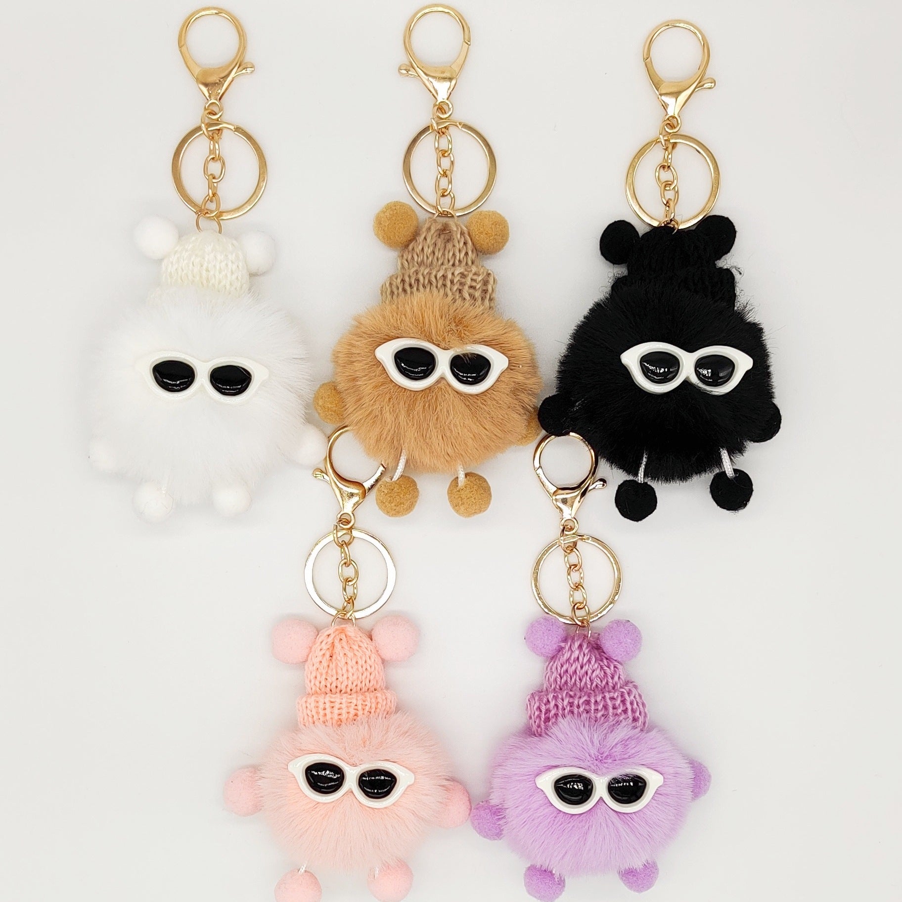 Llavero de peluche adorable "Elf" con forma de briquetas pequeñas de piel de conejo Rex