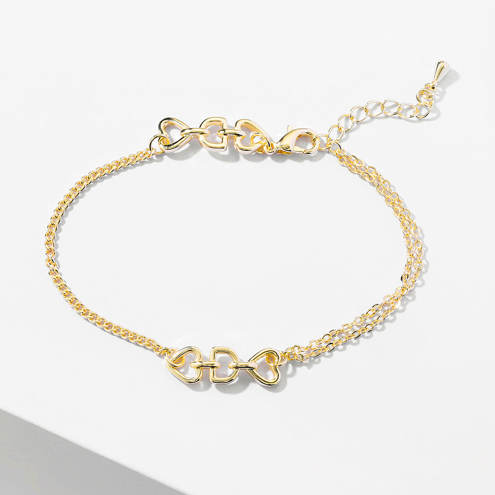 Minimalistischer Liebesbrief-D-Ohrring-Ring-Armband