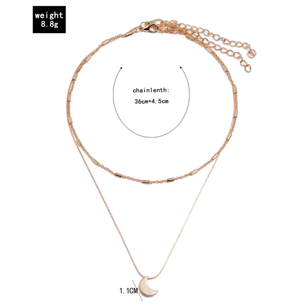 Double-layer Disc Crescent Necklace, A Set Of Five-pointed Star-shaped Pendants, Stacked Crescent Moon Pendants