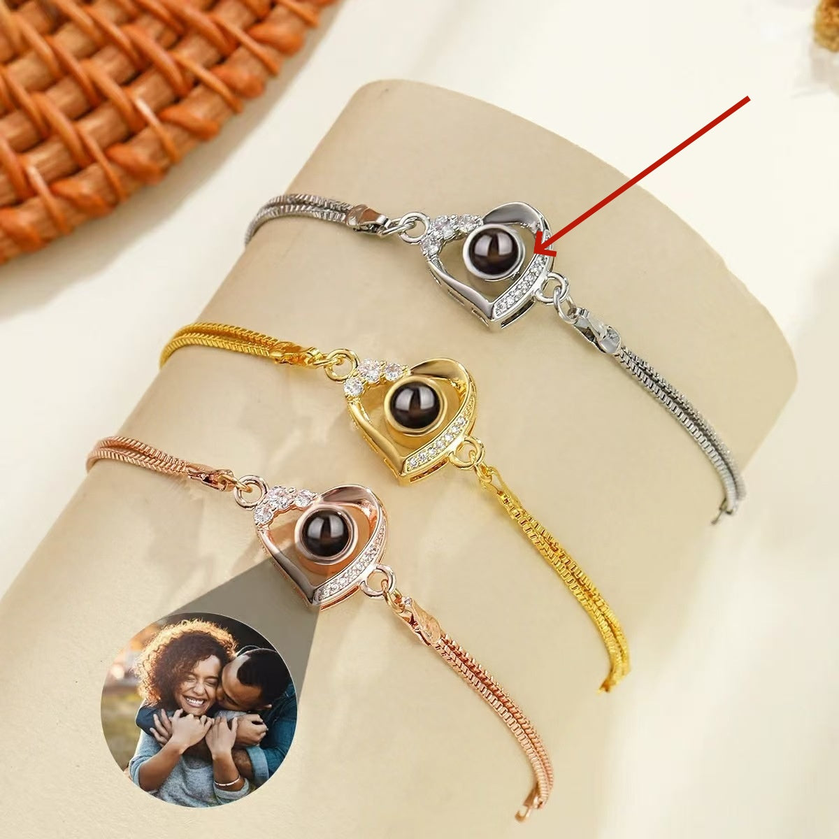 Pulsera Corazón de Melocotón de Lujo de Entrada de Temperamento a Juego con Doble Capa