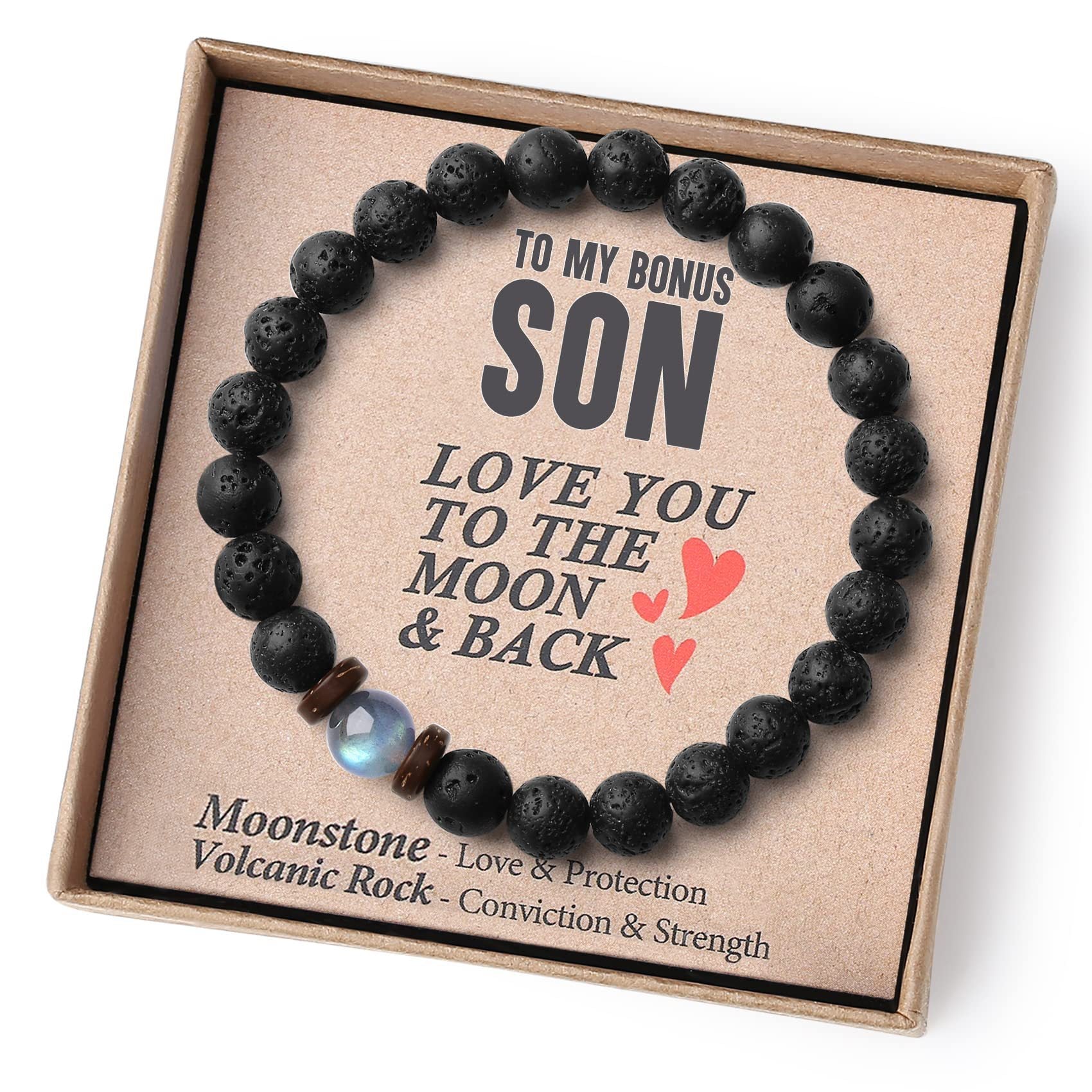 Pulsera de Piedra Volcánica Para Mi Hijo Cordón Elástico