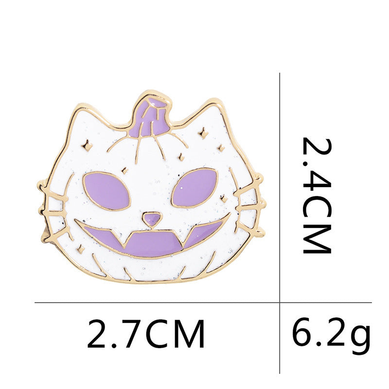 Halloween Lila Und Weiße Lustige Teufelskürbis Brosche