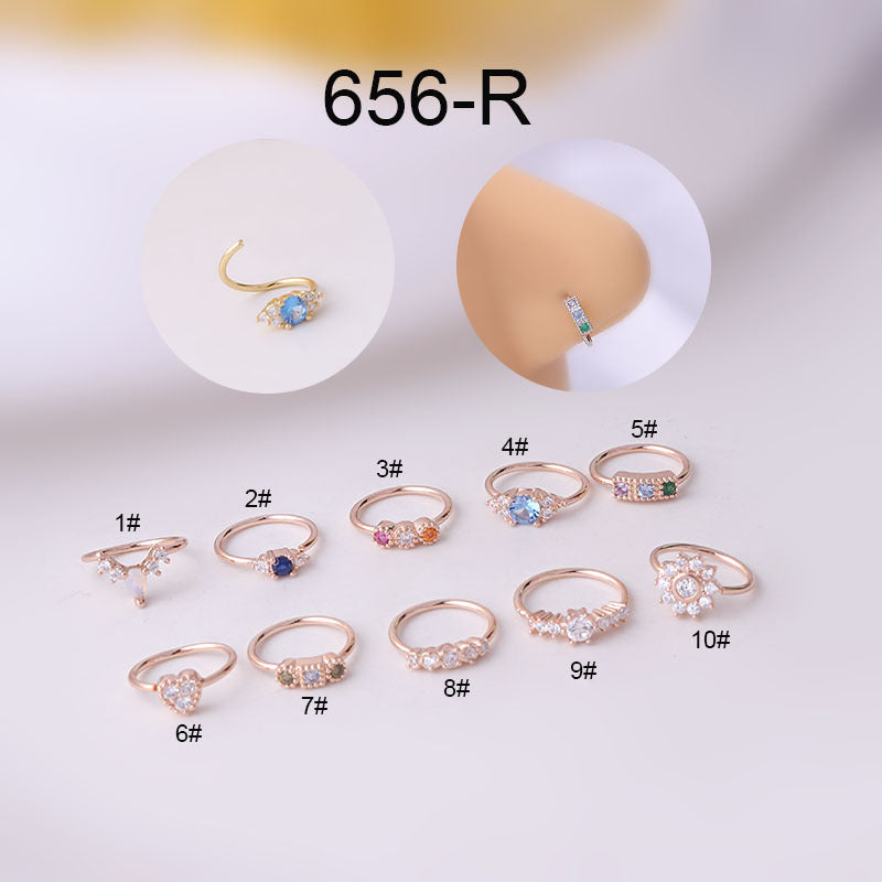 Piercing para la nariz de circonita de color