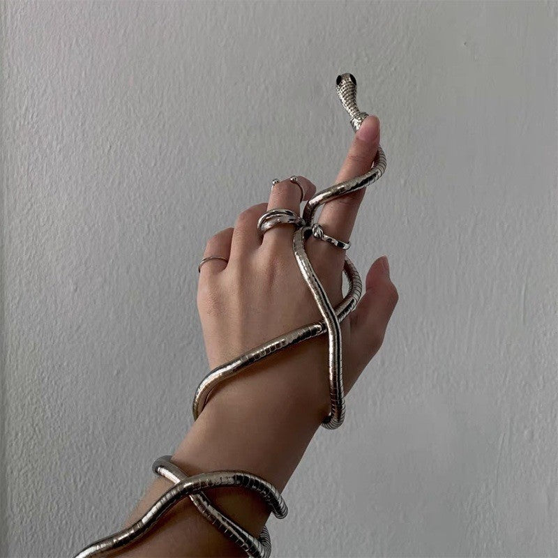 Cadena de hueso de serpiente, modelos para hombre y mujer, apertura oscura, Europa y Estados Unidos, estilo frío, forma aleatoria, collar con diseño de serpiente sinuosa.