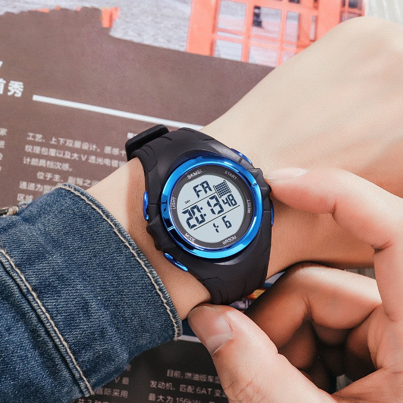 Reloj electrónico deportivo de doble horario para estudiantes, para actividades al aire libre